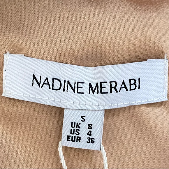 NADINE MERABI WHITE SILVER SEQUIN BEADED BALLOON LONG SLEEVE v-neck MAYA DRESS - Picture 12 of 14